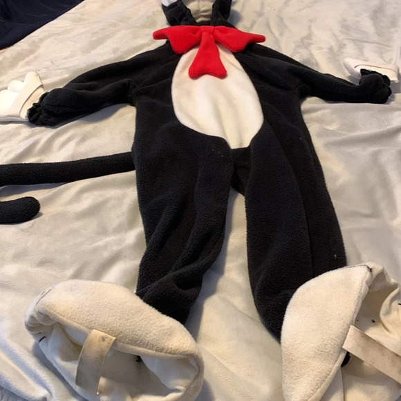 Rubies toddler DR SEUSS cat in the hat costume unisex 3-5 fleece one piece - Picture 7 of 11